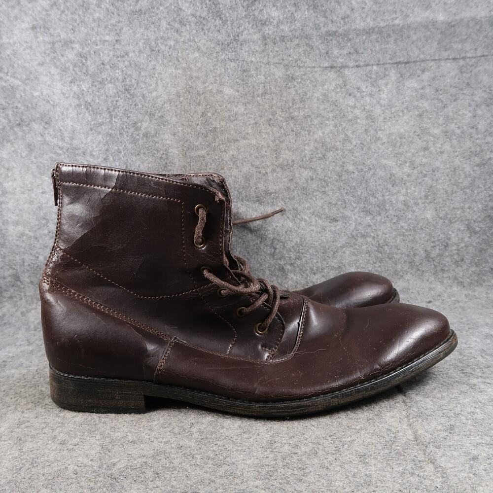 Bar III Shoes Womens 10 Lace Up Boots Leather Brown Classic Ankle Bootie Brown